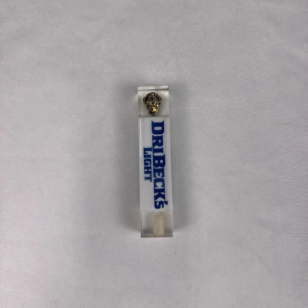 Driebeck's Light Beer Tap Handle Lucite Acrylic Clear White Vintage 4.5